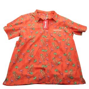 Shinesty Captain Morgan Flamingo Cocktail Hawaiian‎ Button Up Shirt Mens XXL